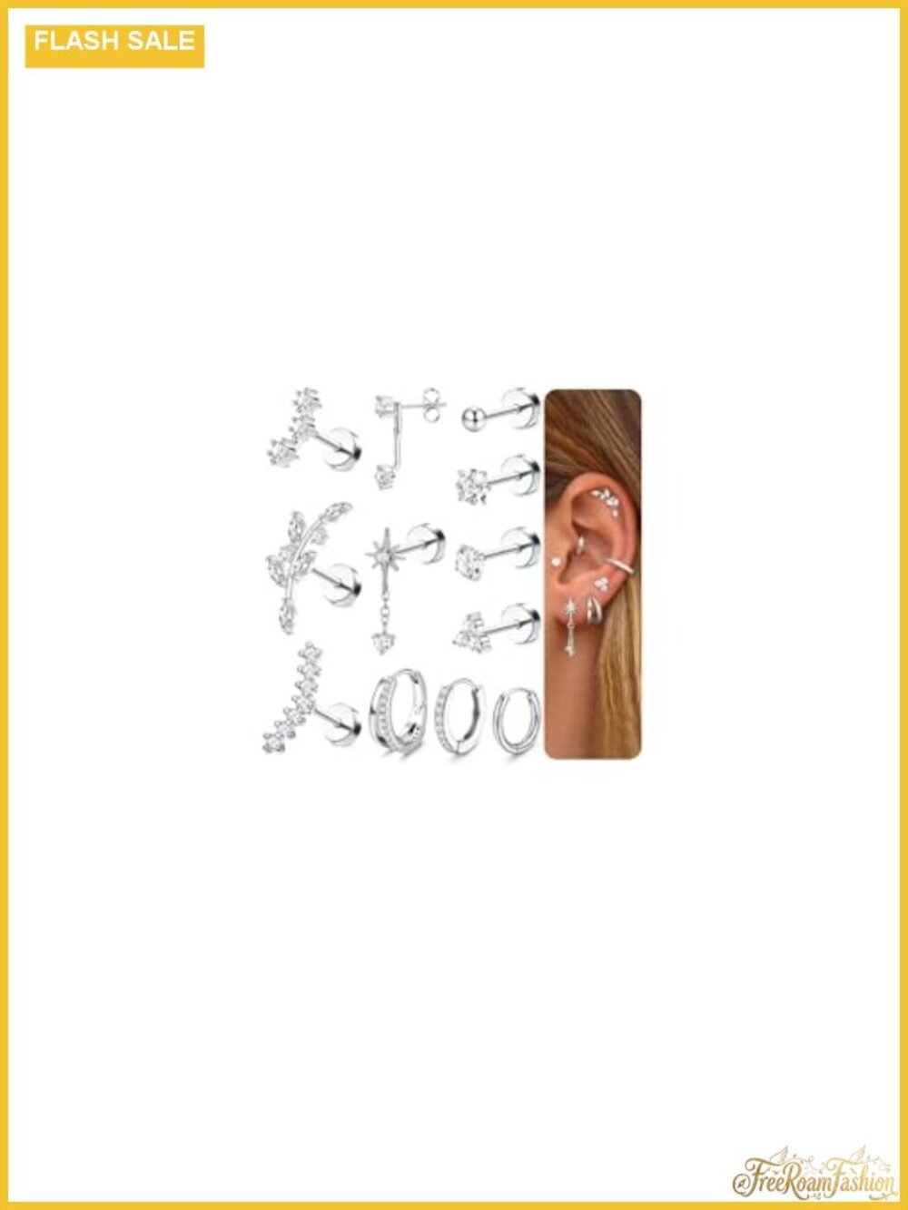 16G Cartilage Earrings Flat Back Hypoallergenic Surgical Stainless Steel